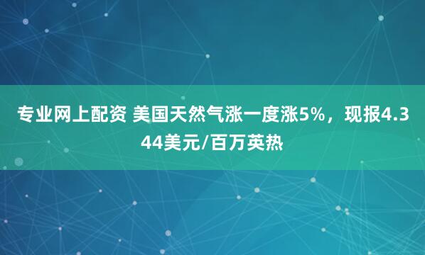 专业网上配资 美国天然气涨一度涨5%，现报4.344美元/百万英热